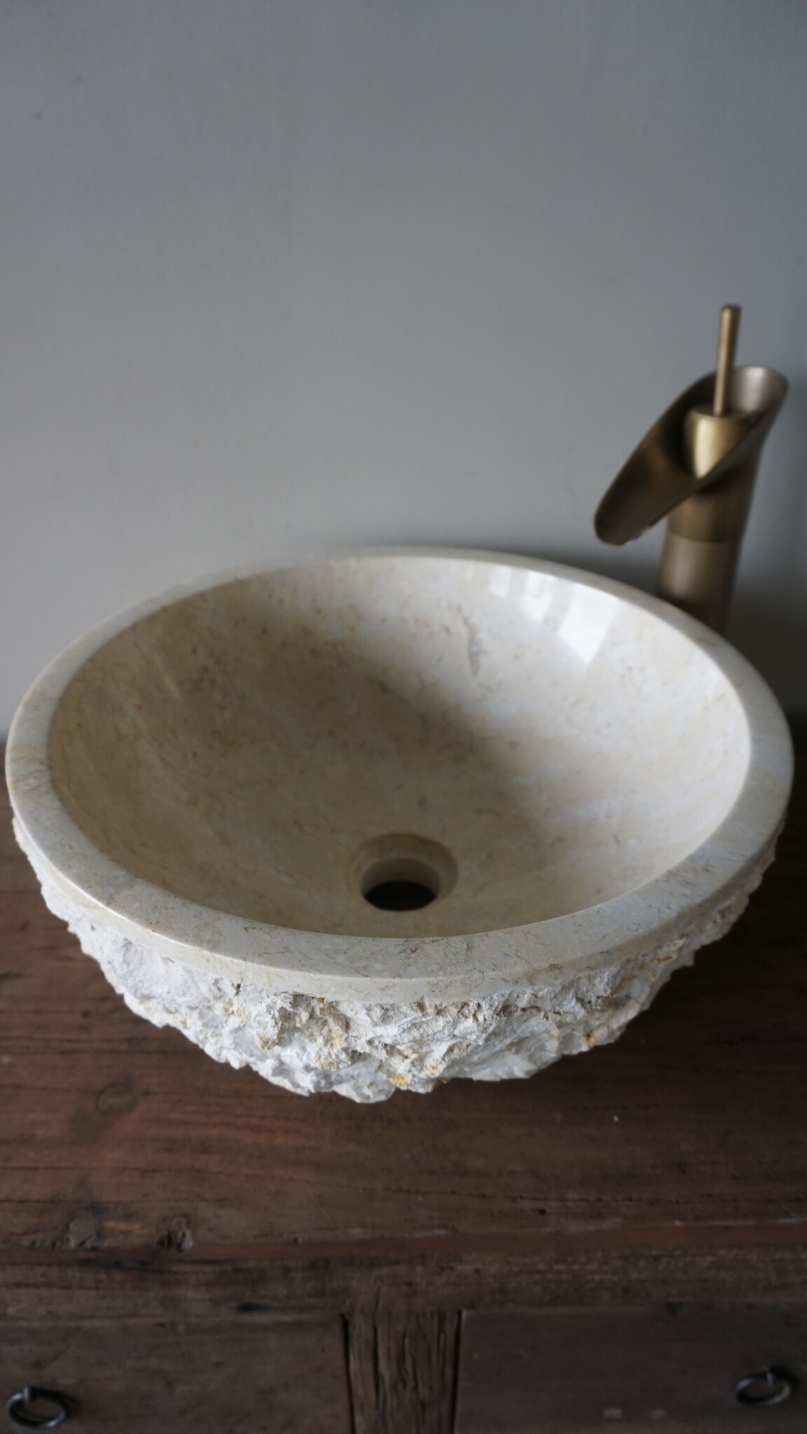 Rene Houtman Waskom Beige Marmer Gekapt B40xH15 Cm