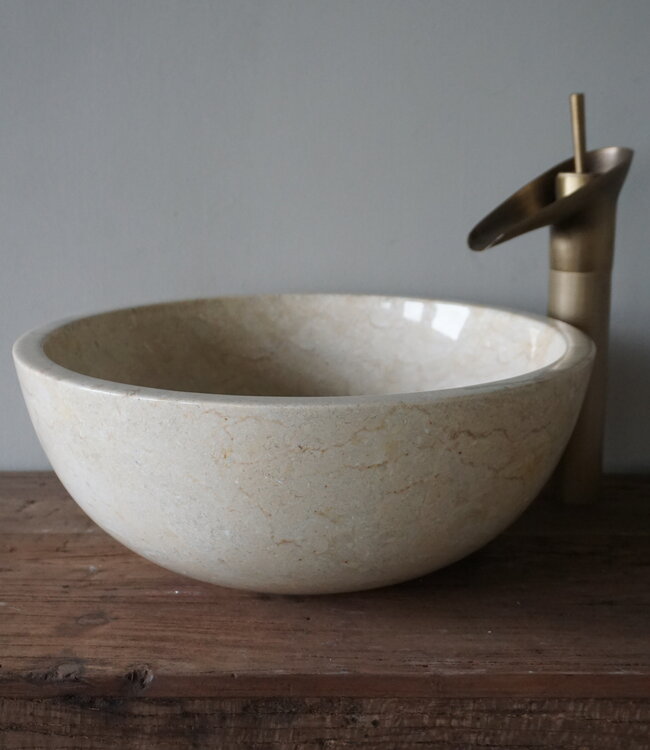 Rene Houtman Ronde Waskom Marmer | Beige | Ø38xH15 cm