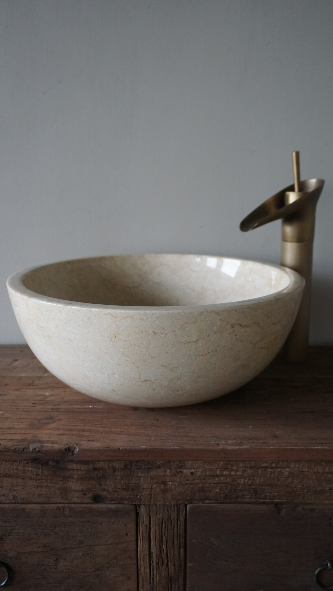 Rene Houtman Ronde Waskom Marmer | Beige | Ø38xH15 cm