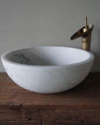 Rene Houtman Waskom Marmor | Wit | Marmer | Ø 40 x H15 cm