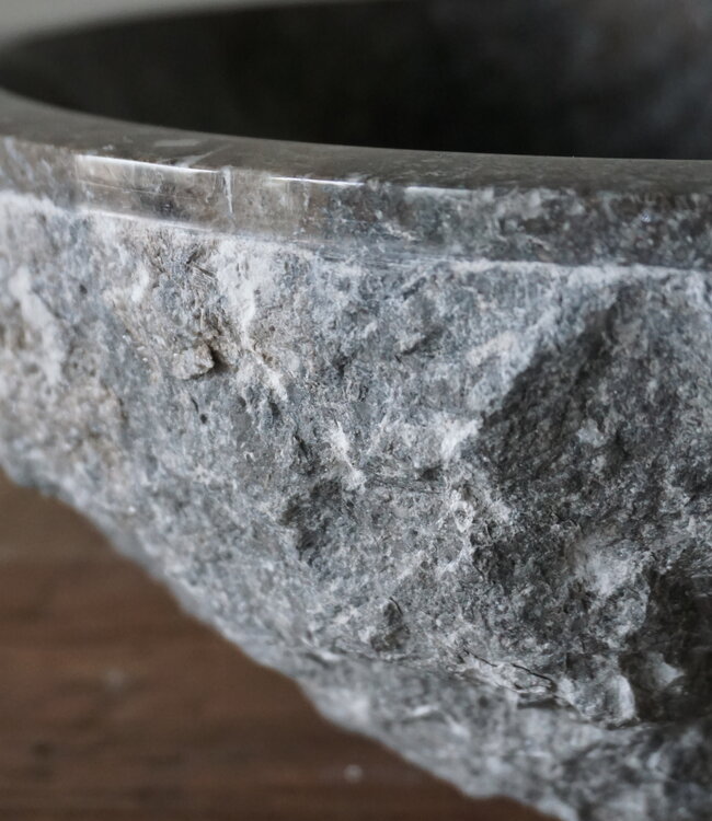 Rene Houtman Waskom Marmer Gekapt | Grijs | Ø38 xH15 cm