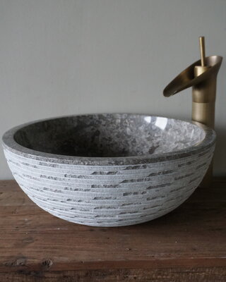Rene Houtman Luxe Waskom Grijs Marmer | Rond | Ø38 x 15 cm