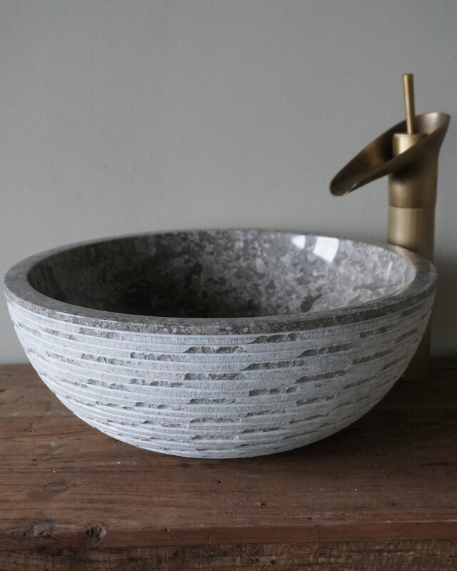 Rene Houtman Luxe Waskom Grijs Marmer | Rond | Ø38 x 15 cm
