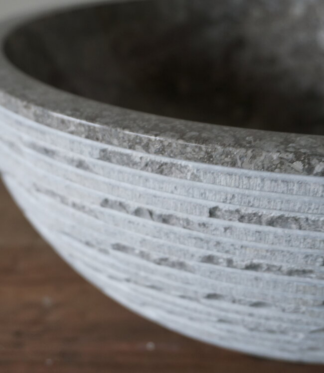 Rene Houtman Luxe Waskom Grijs Marmer | Rond |  Ø38 x 15 cm