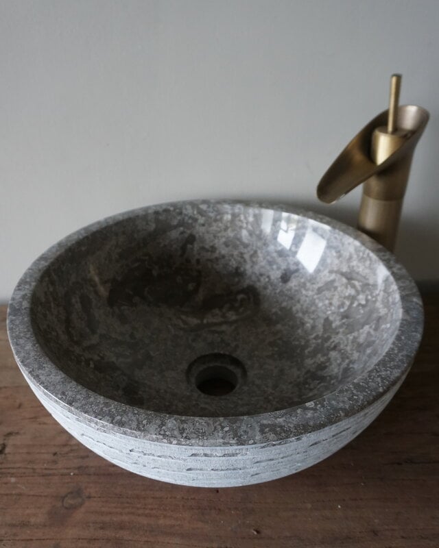 Rene Houtman Luxe Waskom Grijs Marmer | Rond | Ø38 x 15 cm