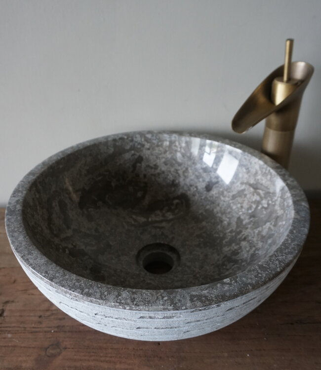 Rene Houtman Luxe Waskom Grijs Marmer | Rond |  Ø38 x 15 cm