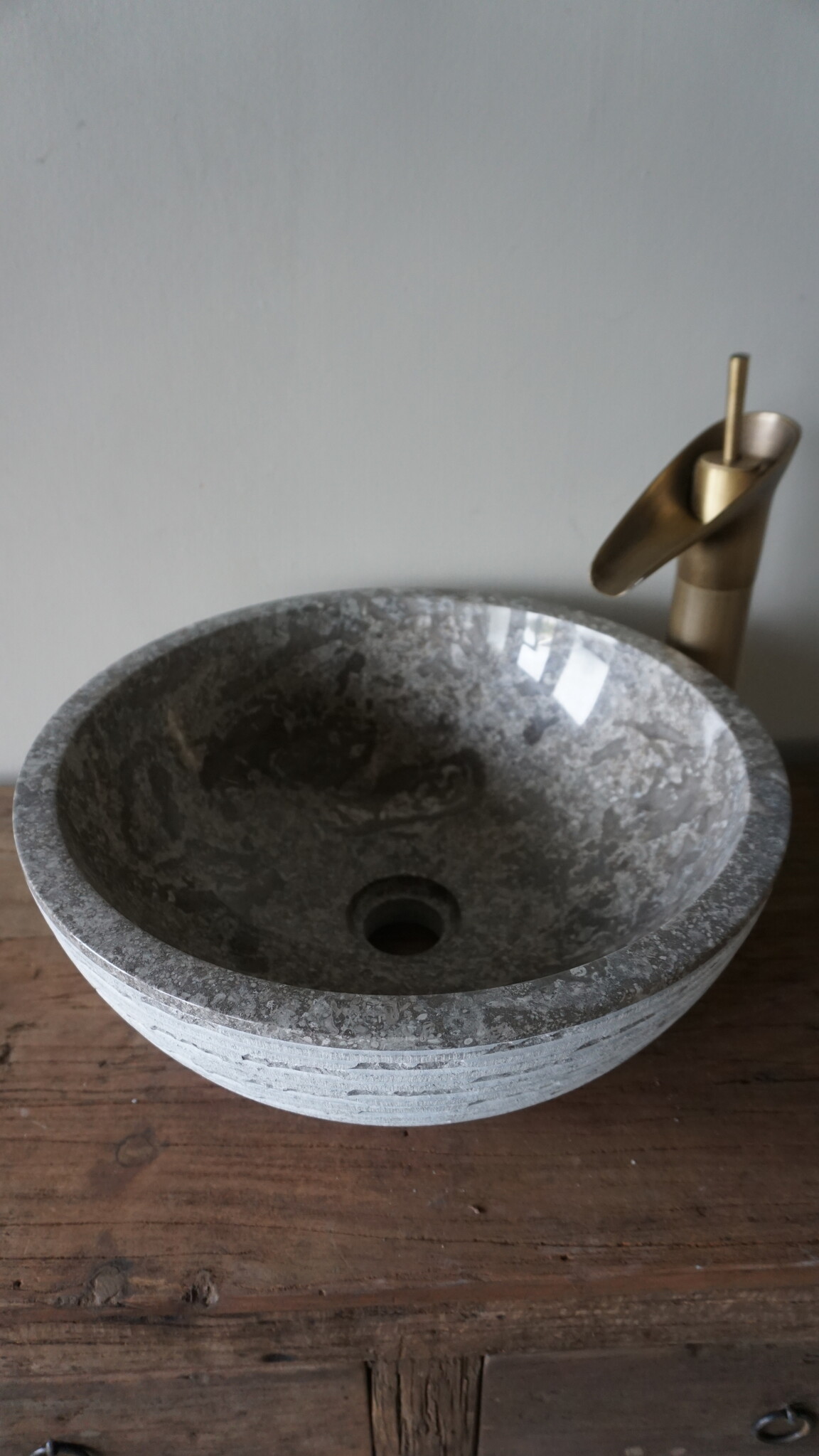 Rene Houtman Luxe Waskom Grijs Marmer | Rond | Ø38 x 15 cm