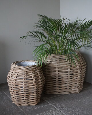 Rene Houtman Plantenmand Bloembak Rotan | Set Van 2