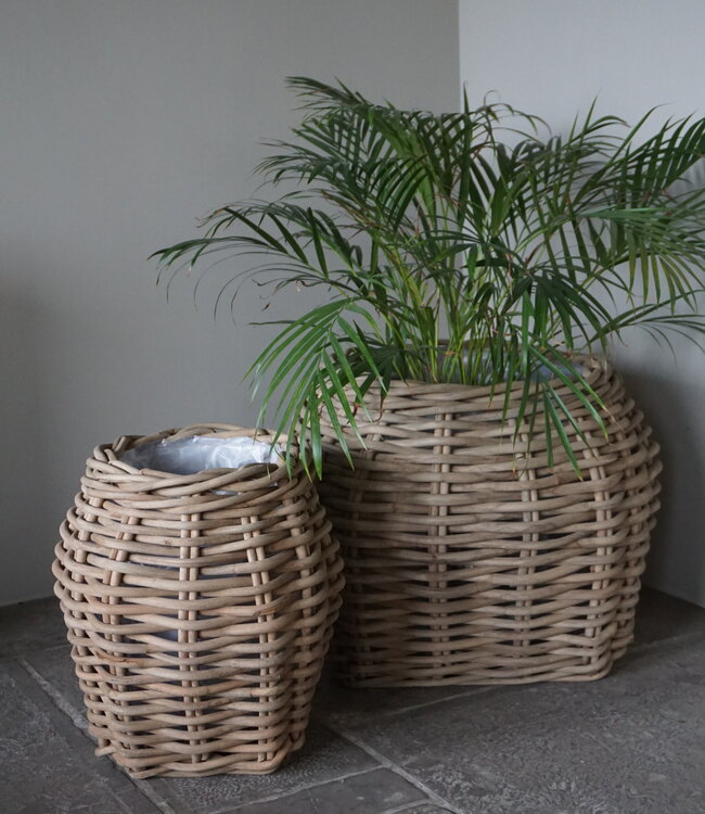 Rene Houtman Plantenmand Bloembak Rotan | Set Van 2