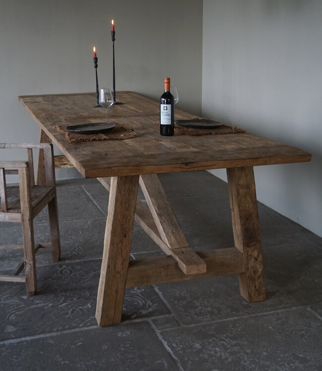 Rene Houtman Oud Eikenhouten Tafel | H80xL300xB100 cm