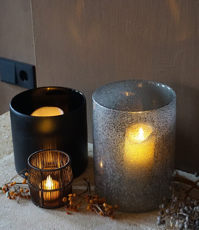 Rene Houtman Windlicht Cilinder Smoke Mat Zwart - H20 x B15 Cm