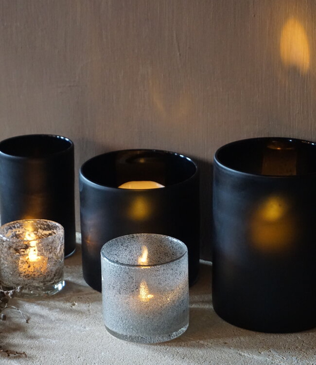 Rene Houtman Windlicht Cilinder Smoke Mat Zwart - H20 x B15 Cm