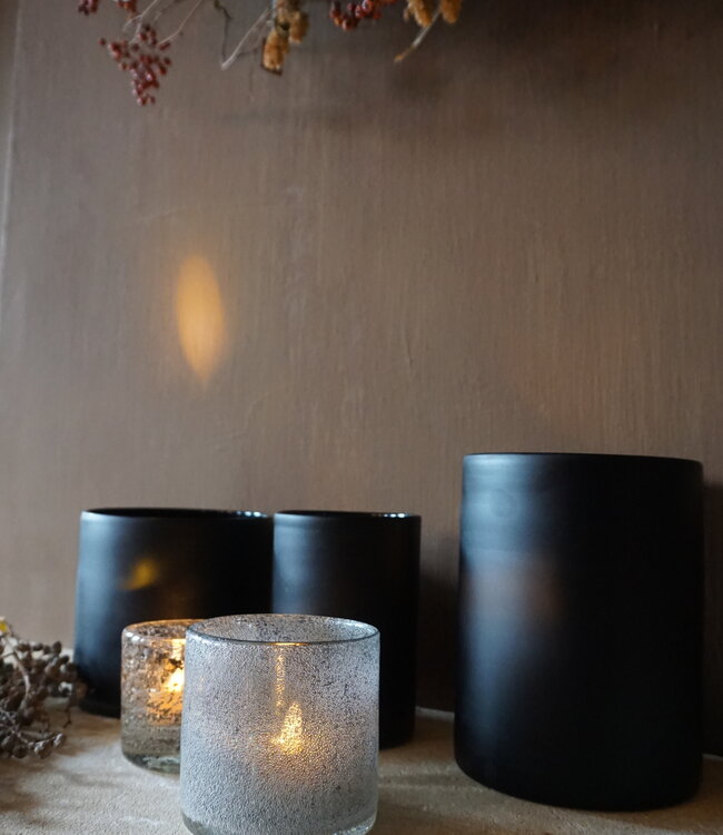 Rene Houtman Windlicht Cilinder Smoke Mat Zwart - H20 x B15 Cm
