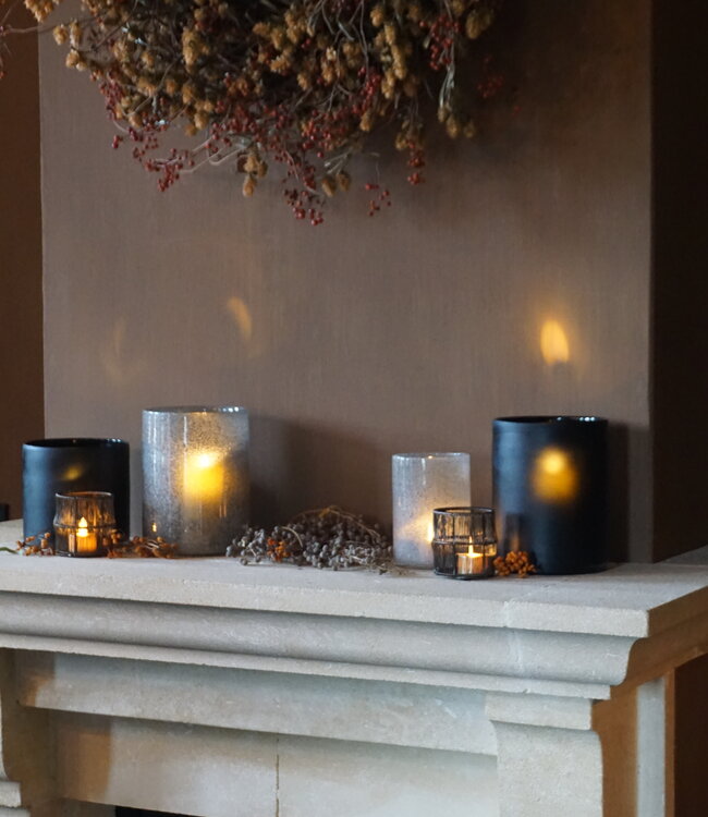 Rene Houtman Windlicht Cilinder Smoke Mat Zwart - H15 x B15 Cm