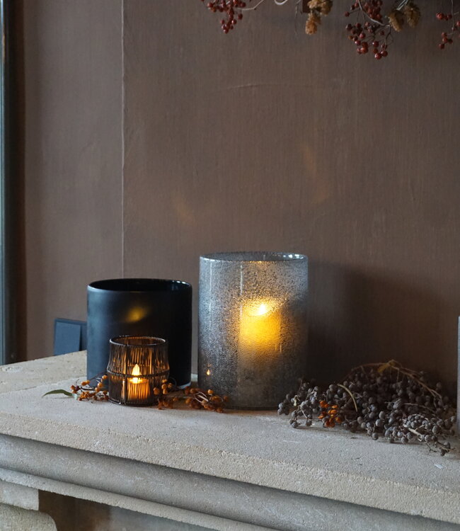 Rene Houtman Windlicht Cilinder Smoke Mat Zwart - H15 x B15 Cm