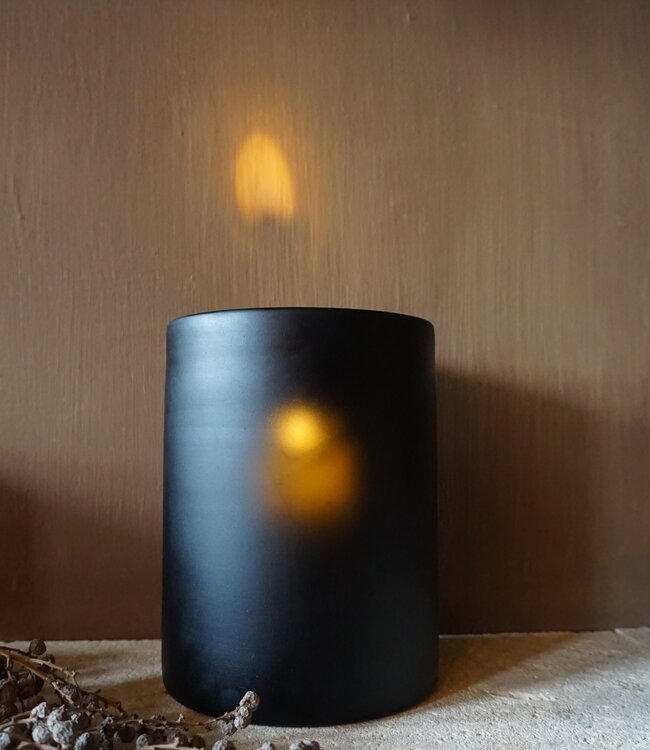 Rene Houtman Windlicht Cilinder Smoke Mat Zwart - H15 x B15 Cm