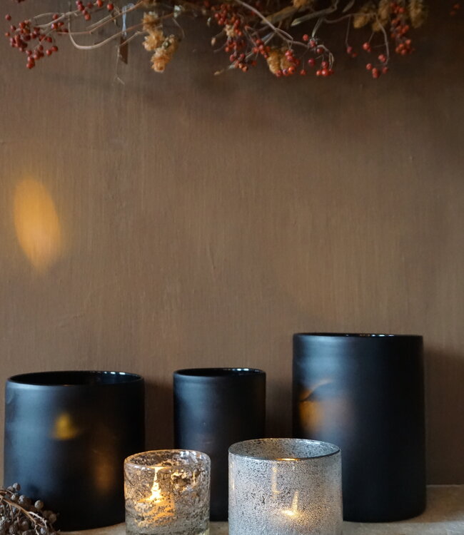 Rene Houtman Windlicht Cilinder Smoke Mat Zwart - H15 x B15 Cm