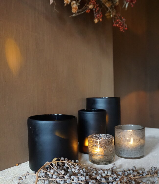 Rene Houtman Windlicht Cilinder Smoke Mat Zwart - H15 x B15 Cm