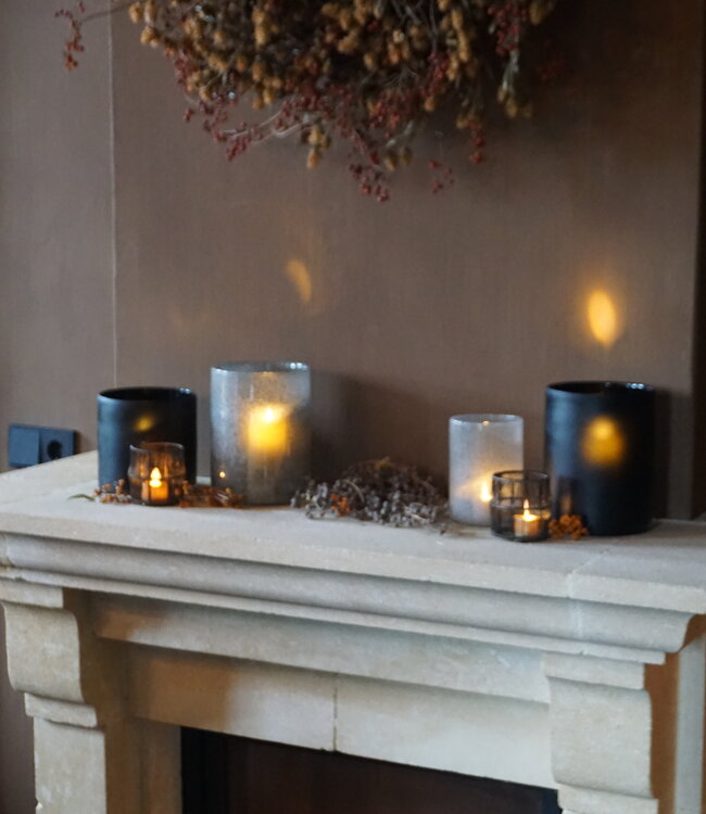 Rene Houtman Windlicht Cilinder Smoke Mat Zwart - H15 x B10 Cm