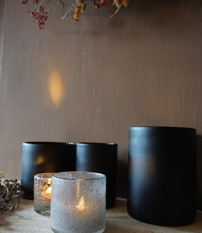 Rene Houtman Windlicht Cilinder Smoke Mat Zwart - H15 x B10 Cm