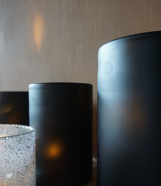 Rene Houtman Windlicht Cilinder Smoke Mat Zwart - H15 x B10 Cm