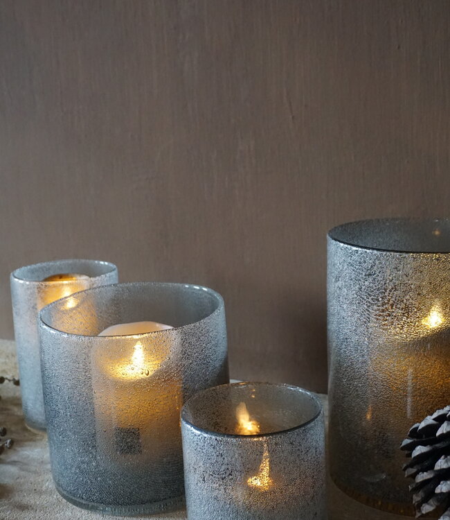 Rene Houtman Windlicht Cilinder Bubbels Naturel - H10 x B10 Cm