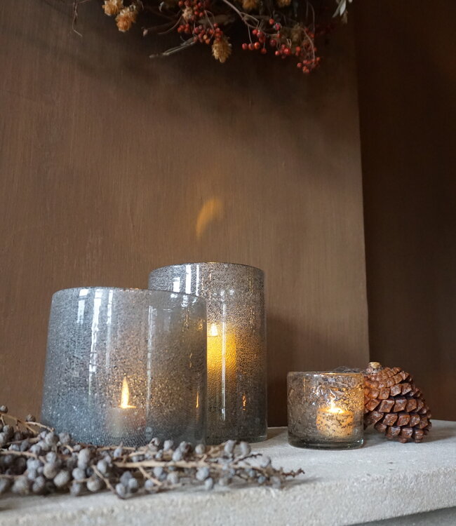 Rene Houtman Windlicht Cilinder Bubbels Naturel - H15 x B10 Cm