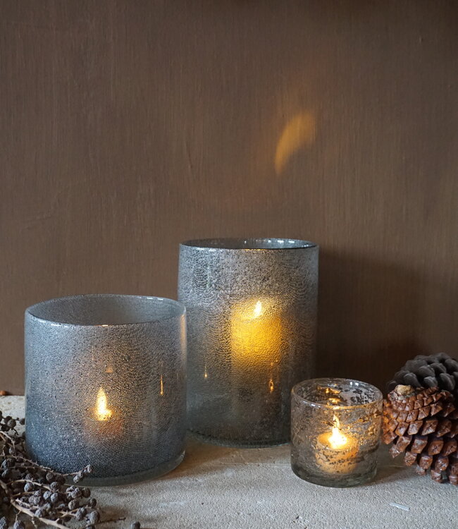 Rene Houtman Windlicht Cilinder Bubbels Naturel - H15 x B10 Cm