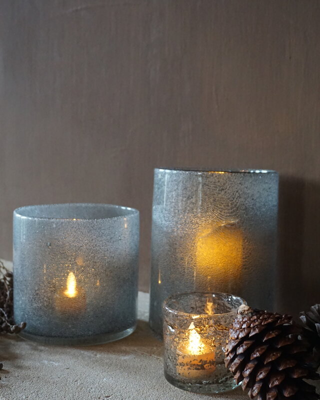 Rene Houtman Windlicht Cilinder Bubbels Naturel - H15 x B15 Cm