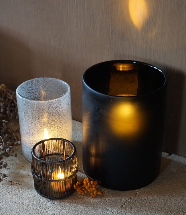 Rene Houtman Windlicht Cilinder Bubbels Naturel - H15 x B15 Cm