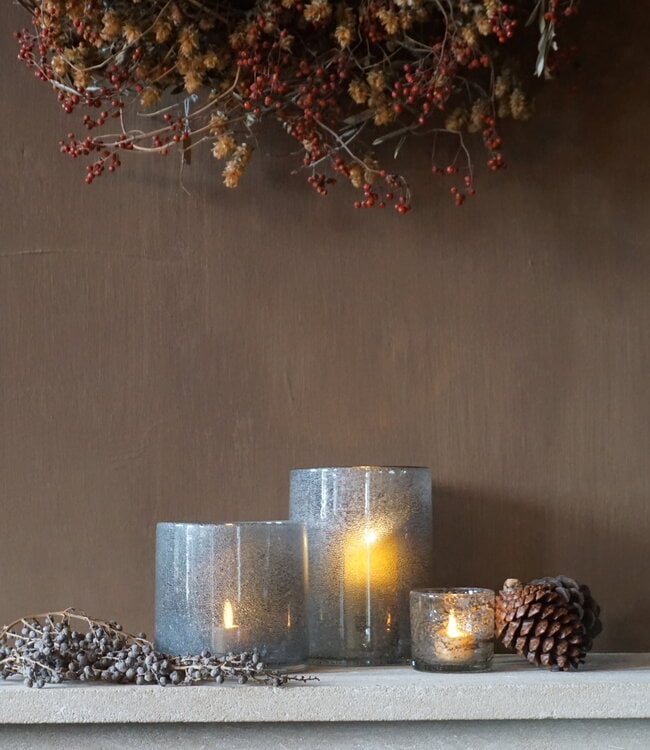 Rene Houtman Windlicht Cilinder Bubbels Naturel - H20 x B15 Cm