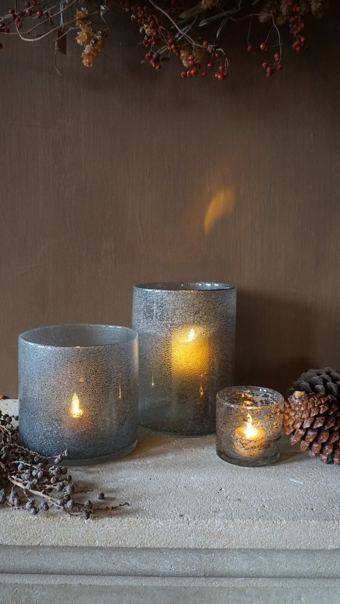 Rene Houtman Windlicht Cilinder Bubbels Naturel - H20 x B15 Cm