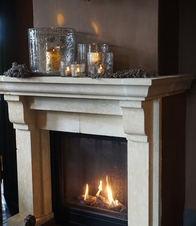 Rene Houtman Windlicht Cilinder Metal Chips Naturel/Goud - H8 x D8 Cm