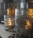 Rene Houtman Windlicht Cilinder Metal Chips Naturel/Goud - H30 x D30 Cm