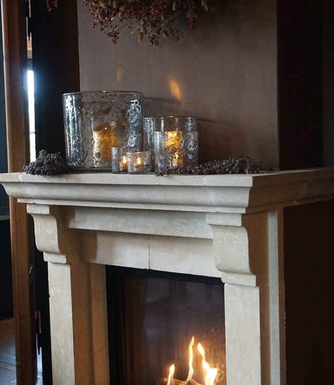 Rene Houtman Windlicht Cilinder Metal Chips Naturel/Goud - H30 x D30 Cm