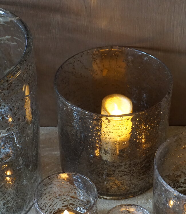 Rene Houtman Windlicht Cilinder Metal Chips Naturel/Goud - H30 x D30 Cm