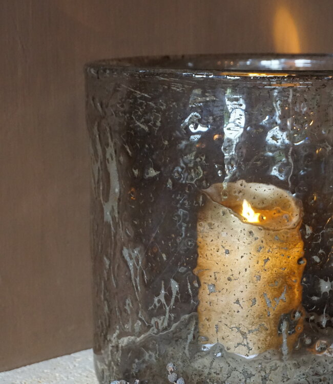 Rene Houtman Windlicht Cilinder Metal Chips Naturel/Goud - H30 x D30 Cm