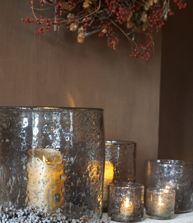 Rene Houtman Windlicht Cilinder Metal Chips Naturel/Goud - H30 x D30 Cm