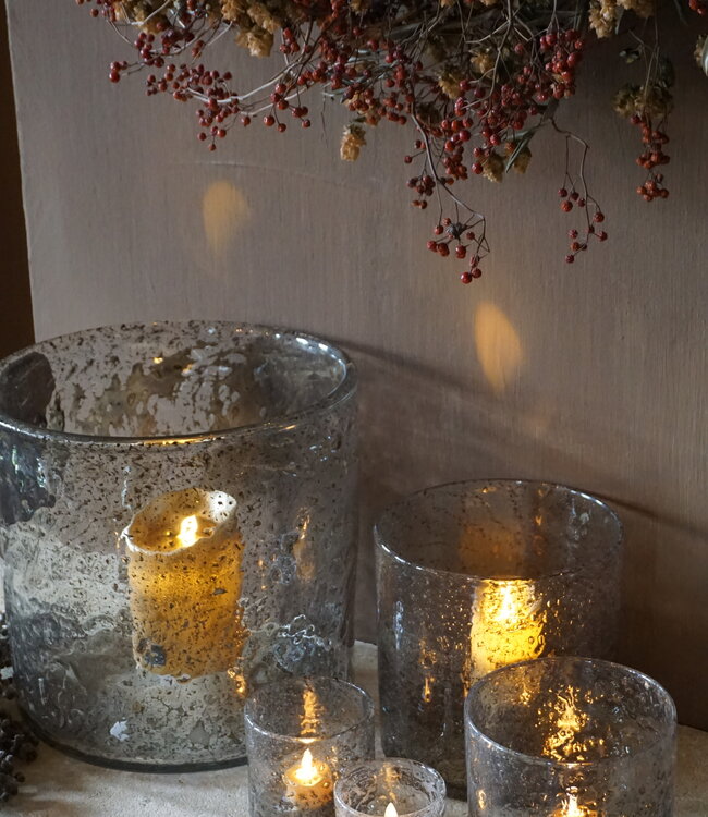 Rene Houtman Windlicht Cilinder Metal Chips Naturel/Goud - H30 x D30 Cm