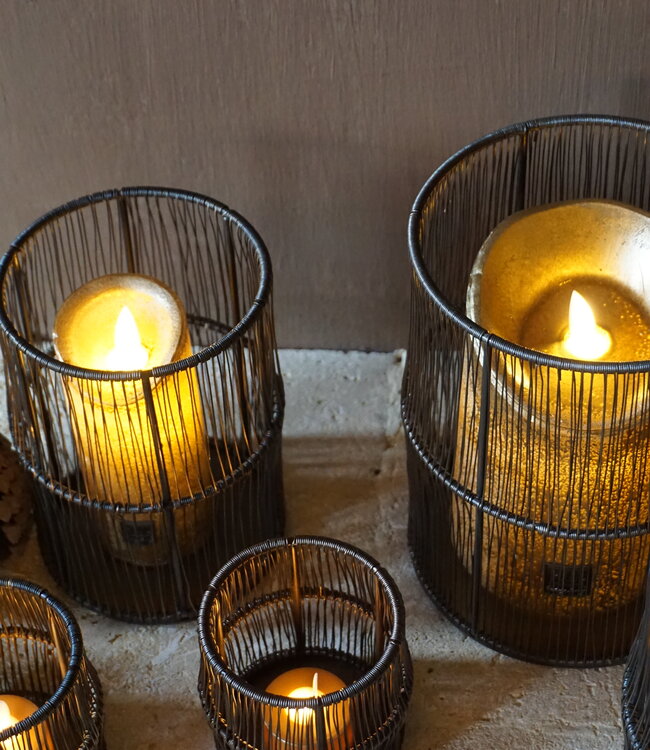 Rene Houtman Windlicht Draadlantaarn Zwart/Bruin - Kies Maat