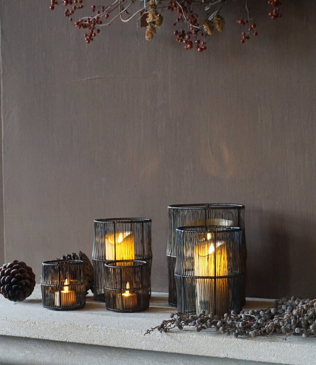 Rene Houtman Windlicht Draadlantaarn Zwart/Bruin - Kies Maat