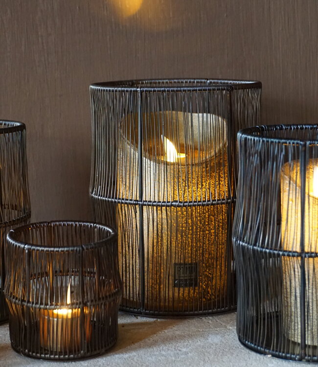 Rene Houtman Windlicht Draadlantaarn Zwart/Bruin - Kies Maat