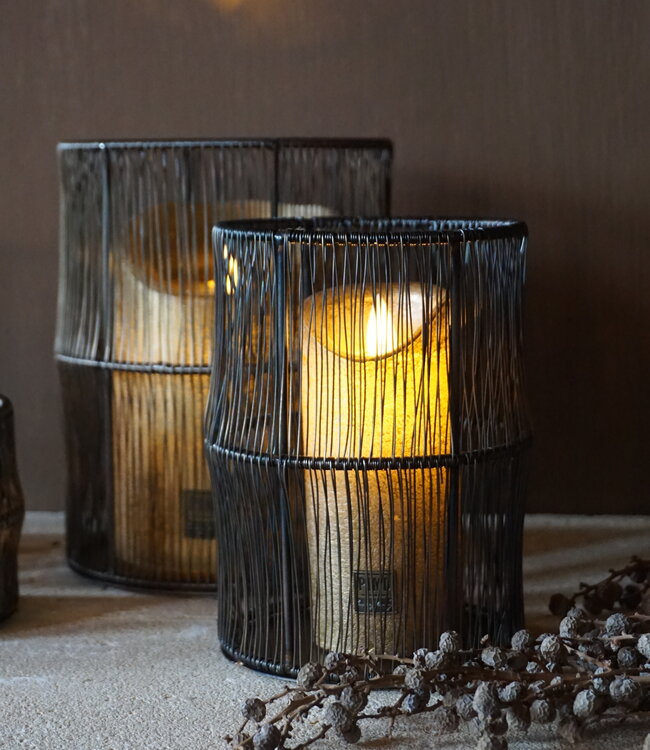 Rene Houtman Windlicht Draadlantaarn Zwart/Bruin - Kies Maat