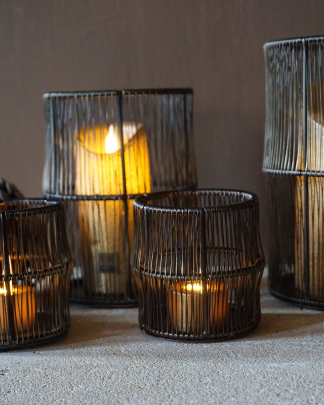 Rene Houtman Windlicht Draadlantaarn Zwart/Bruin - Kies Maat