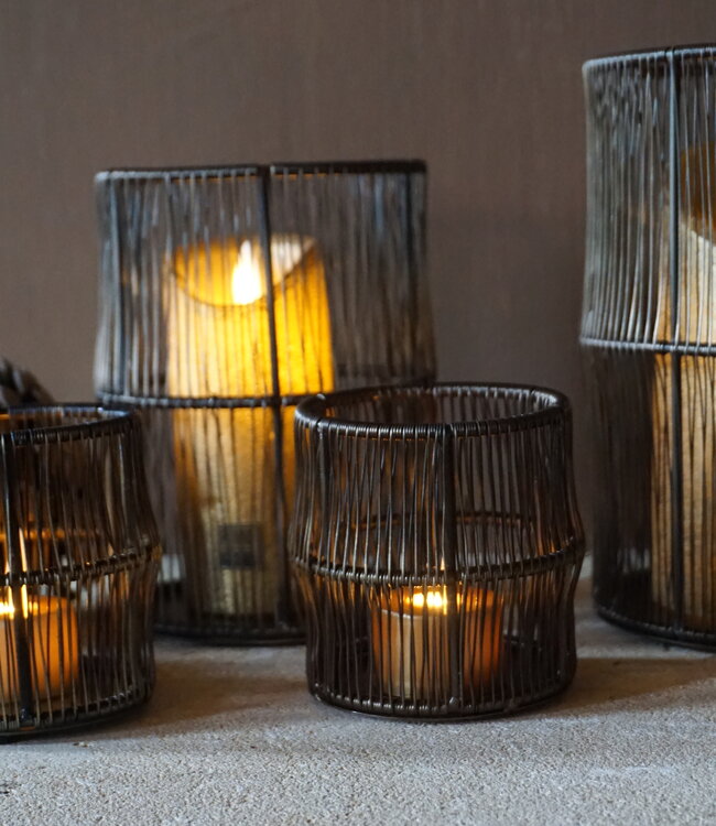 Rene Houtman Windlicht Draadlantaarn Zwart/Bruin - Kies Maat