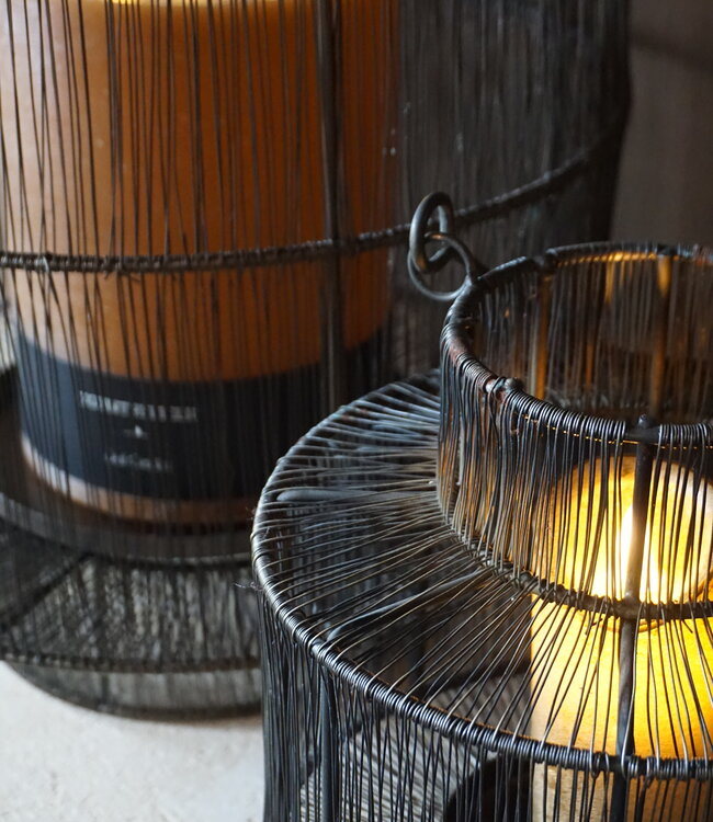 Rene Houtman Windlicht Draadlantaarn Met Hengsel Zwart/Bruin - Kies Maat