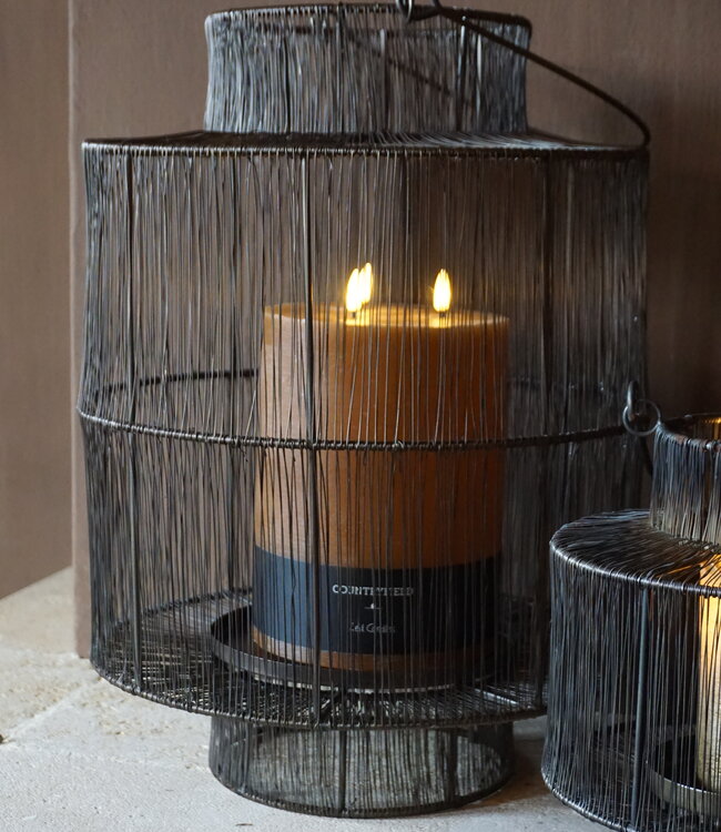 Rene Houtman Windlicht Draadlantaarn Met Hengsel Zwart/Bruin - Kies Maat