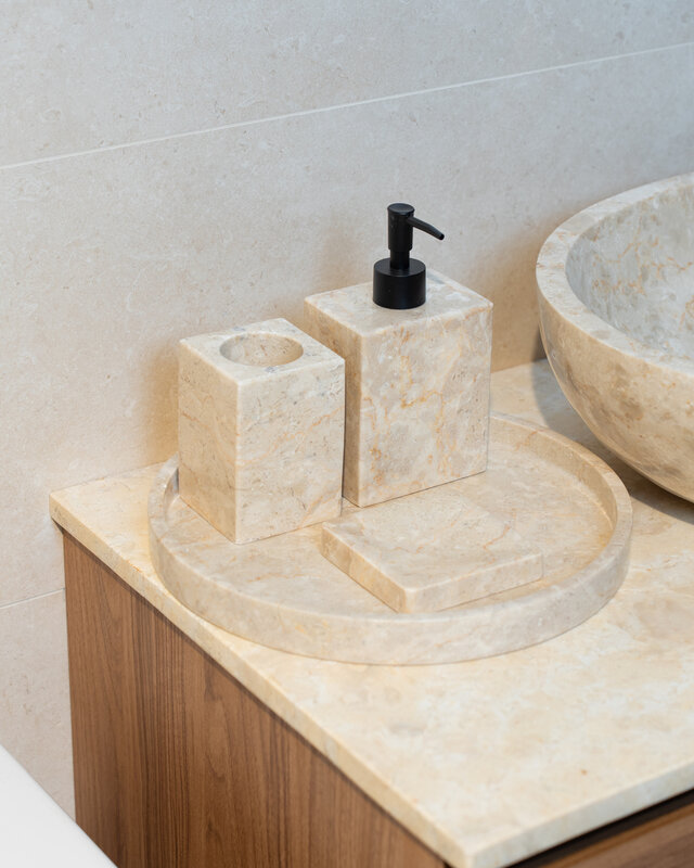 Loutro Bathroomware Badkamerset Met Zeeppompje | Marmer | 3 Kleuren