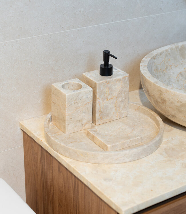 Rene Houtman Badkamerset Met Zeeppompje | Marmer | 3 Kleuren