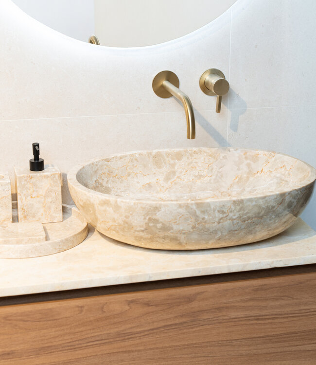 Rene Houtman Badkamerset Met Zeeppompje | Marmer | 3 Kleuren